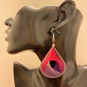 String art earrings, Sterling silver ear wires